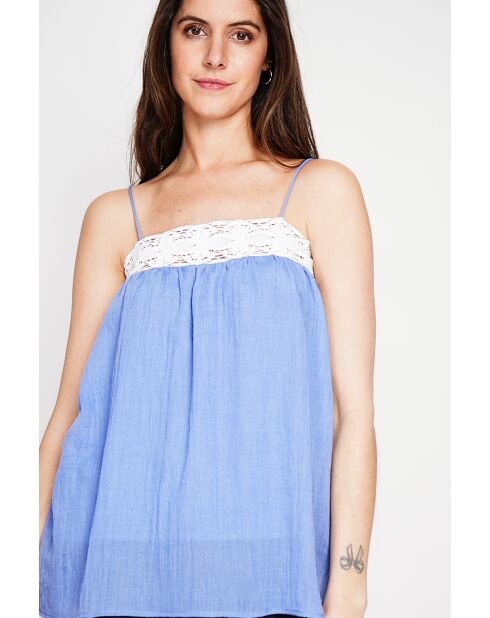 Bernadine Hosenträger aus azurblauem Leinen