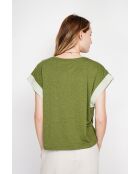 Martine hellkhakifarbenes Oversize-T-Shirt mit Rundhalsausschnitt aus Leinenmischung