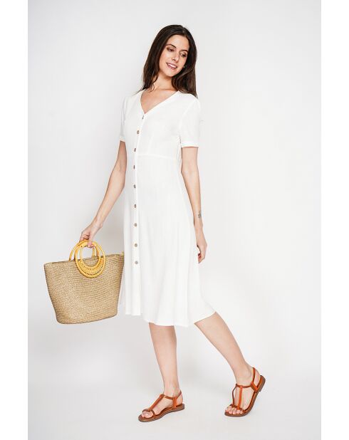 Abito lungo Simone in lino bianco