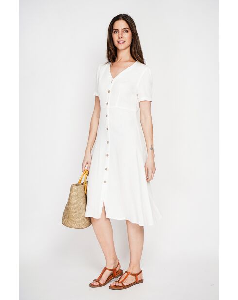 Abito lungo Simone in lino bianco
