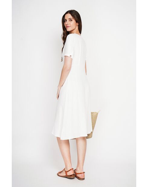 Abito lungo Simone in lino bianco