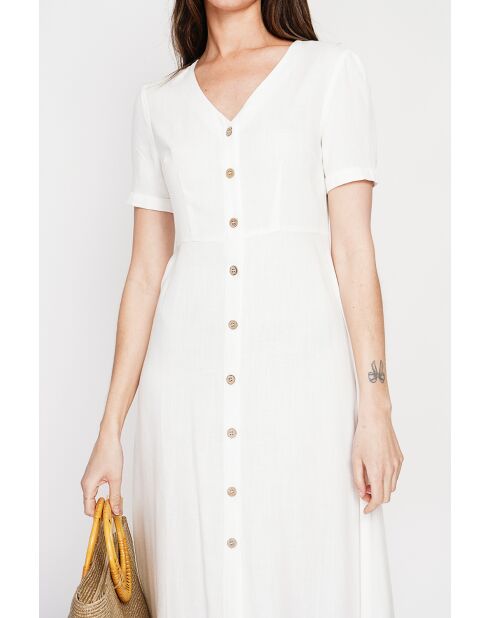 Abito lungo Simone in lino bianco