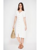 Abito lungo Simone in lino bianco