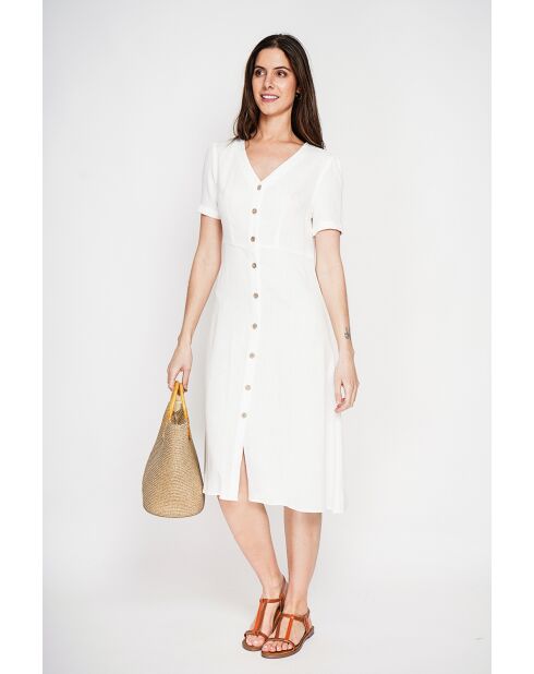 Abito lungo Simone in lino bianco