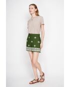 Beiges T-Shirt mit Rundhalsausschnitt aus Leinenmischung Nicole