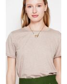 Beiges T-Shirt mit Rundhalsausschnitt aus Leinenmischung Nicole