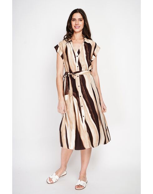 Lucette beige hemdjurk van linnenmix