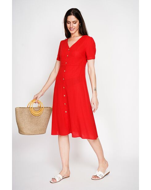 Simone rooibos lange jurk van linnen