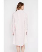 Rosafarbenes Maxikleid Josette aus Leinenmischung mit Maokragen