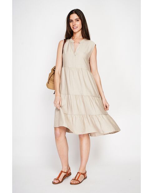 Henriette Kleid mit tunesischem Kragen aus Leinenmischung