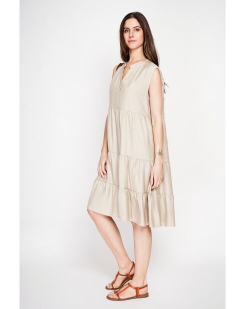 Henriette Kleid mit tunesischem Kragen aus Leinenmischung