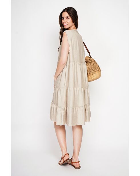 Henriette Kleid mit tunesischem Kragen aus Leinenmischung