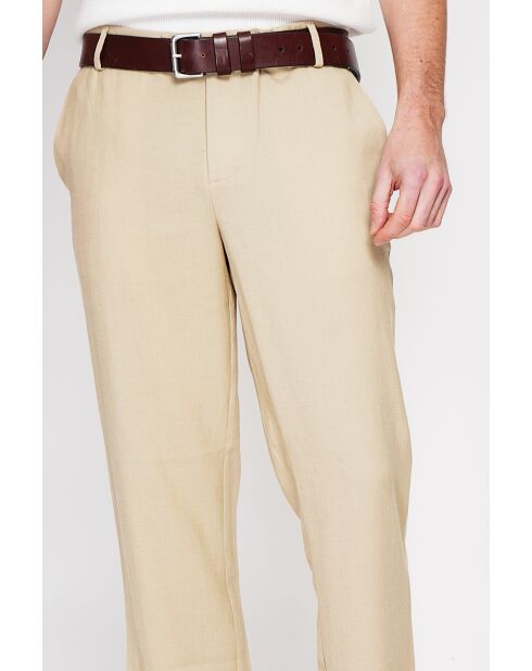 Gilles Hose aus Leinenmischung, kamelfarben