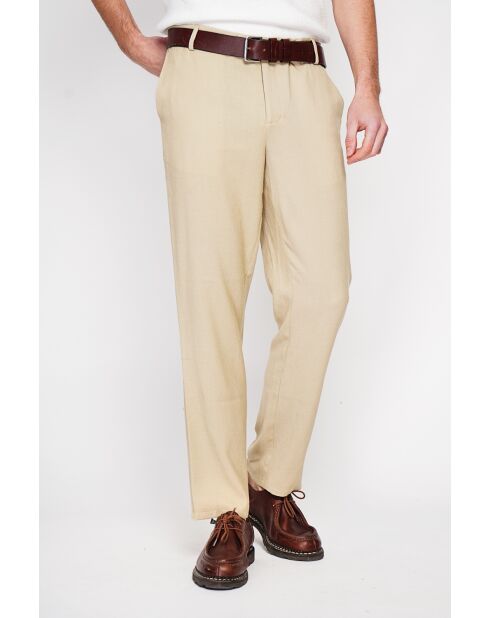 Gilles Hose aus Leinenmischung, kamelfarben