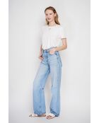 Wit T-shirt van linnenmix met ronde hals Nicole