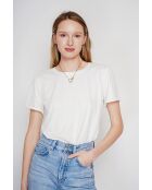 Wit T-shirt van linnenmix met ronde hals Nicole