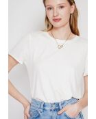 Wit T-shirt van linnenmix met ronde hals Nicole
