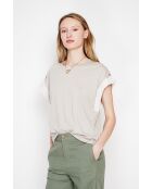 Martine beigefarbenes Oversize-T-Shirt mit Rundhalsausschnitt aus einer Leinenmischung