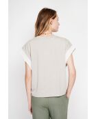 Martine beigefarbenes Oversize-T-Shirt mit Rundhalsausschnitt aus einer Leinenmischung