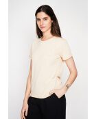 Francine T-Shirt mit Rundhalsausschnitt aus Leinenmischung in Kamelfarben
