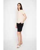 Francine T-Shirt mit Rundhalsausschnitt aus Leinenmischung in Kamelfarben