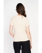 Francine T-Shirt mit Rundhalsausschnitt aus Leinenmischung in Kamelfarben