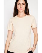 Francine T-Shirt mit Rundhalsausschnitt aus Leinenmischung in Kamelfarben