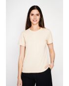 Francine T-Shirt mit Rundhalsausschnitt aus Leinenmischung in Kamelfarben