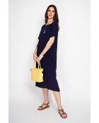 Annette marineblattes Kleid aus Leinenmischung mit U-Boot-Ausschnitt