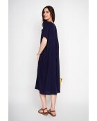 Annette marineblattes Kleid aus Leinenmischung mit U-Boot-Ausschnitt