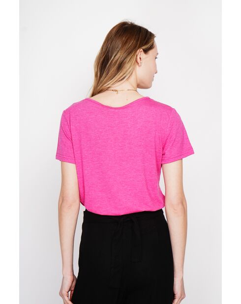 Sylvie Fushia Rundhals-T-Shirt aus Leinenmischung