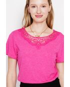 Sylvie Fushia Rundhals-T-Shirt aus Leinenmischung