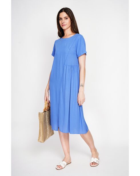 Robe découpe en lin mélangé Violette azur