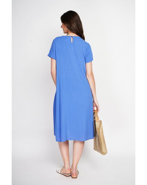 Robe découpe en lin mélangé Violette azur
