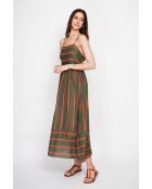 Bernadette khakifarbenes langes Sommerkleid aus Leinenmischung