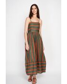Bernadette khakifarbenes langes Sommerkleid aus Leinenmischung