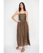 Bernadette khakifarbenes langes Sommerkleid aus Leinenmischung