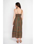Bernadette khakifarbenes langes Sommerkleid aus Leinenmischung