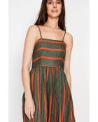 Bernadette khakifarbenes langes Sommerkleid aus Leinenmischung