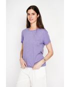 Lila T-shirt van linnenmix van Francine met ronde hals