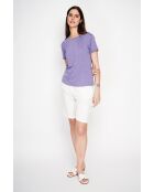 Lila T-shirt van linnenmix van Francine met ronde hals