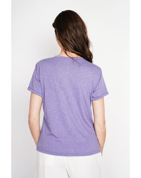 T-shirt girocollo Francine in misto lino lilla