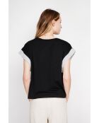 Martine schwarzes Oversize-T-Shirt mit Rundhalsausschnitt aus einer Leinenmischung