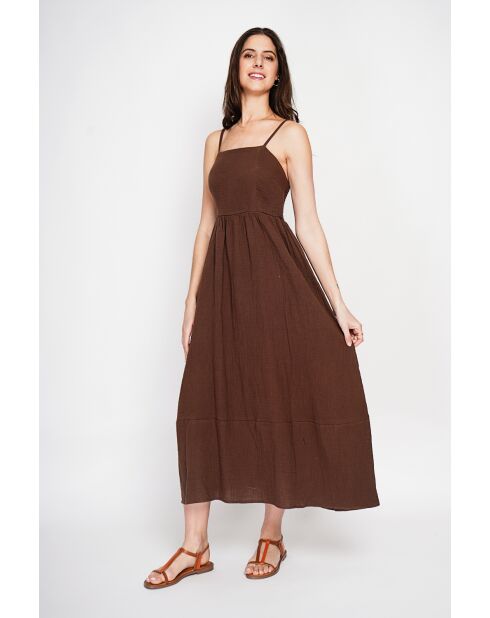 Danielle langes Sommerkleid aus Kakao-Leinenmischung