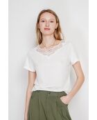 Sylvie weißes Rundhals-T-Shirt aus Leinenmischung