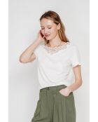 Sylvie weißes Rundhals-T-Shirt aus Leinenmischung