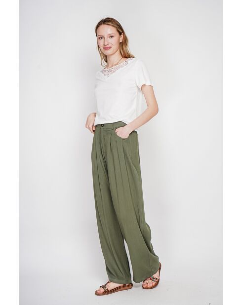 Sylvie weißes Rundhals-T-Shirt aus Leinenmischung