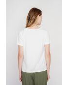 Sylvie weißes Rundhals-T-Shirt aus Leinenmischung