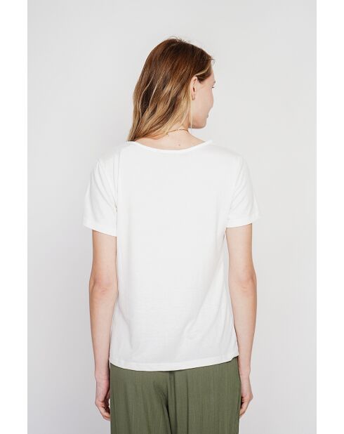 Sylvie weißes Rundhals-T-Shirt aus Leinenmischung