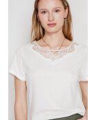 Sylvie weißes Rundhals-T-Shirt aus Leinenmischung